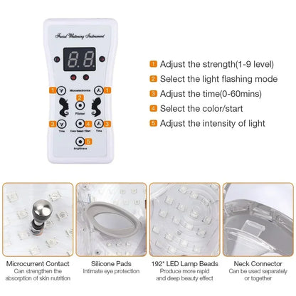 7 Colors LED Facial Mask with Neck LED Light Photon Mask Skin Rejuvenation Anti Acne Beauty Device Face Lifting Firm Massager