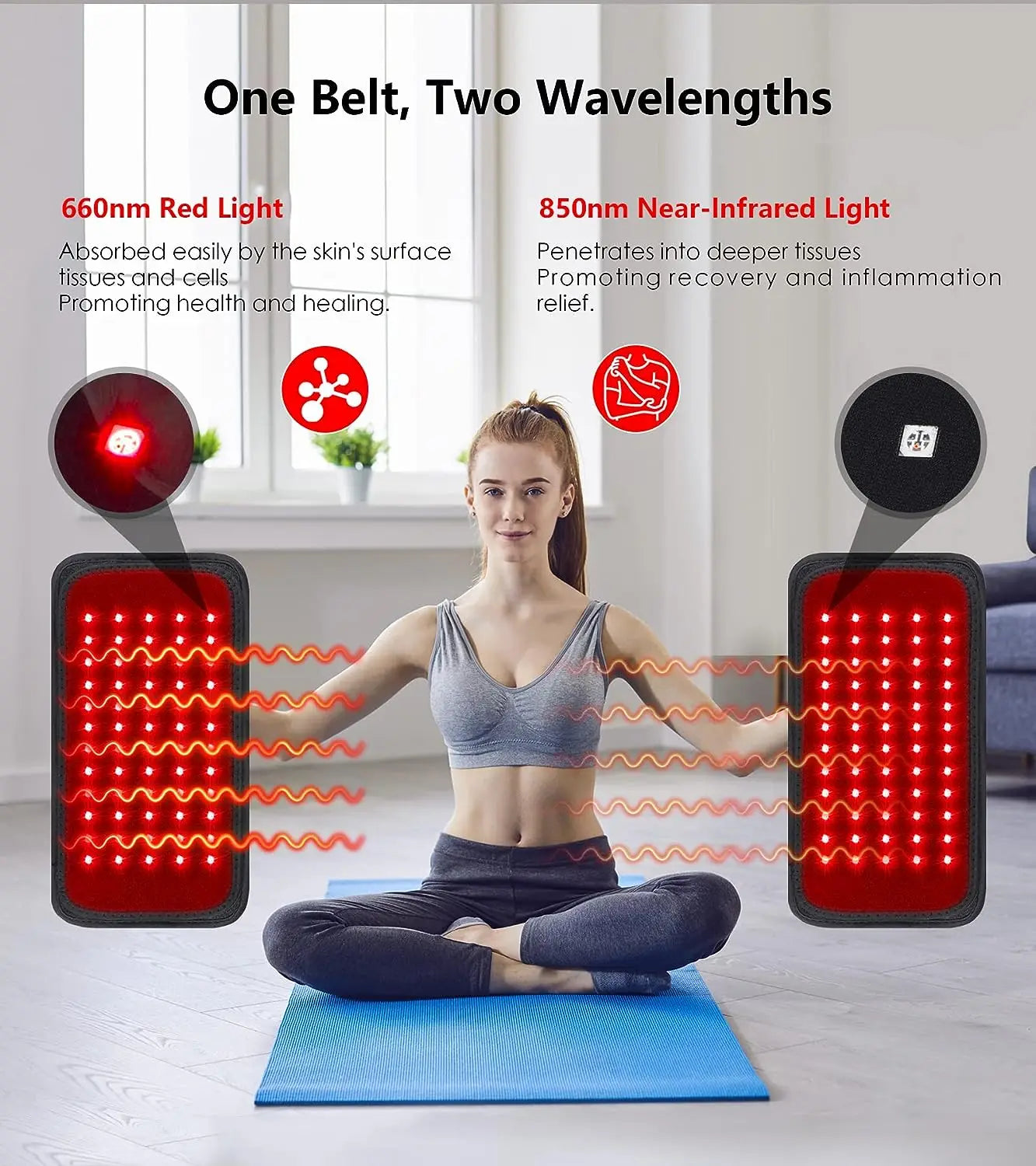 LUNARA LIGHT™ InfraWrap – Red & Infrared LED Belt for Fat Burn and Pain Relief