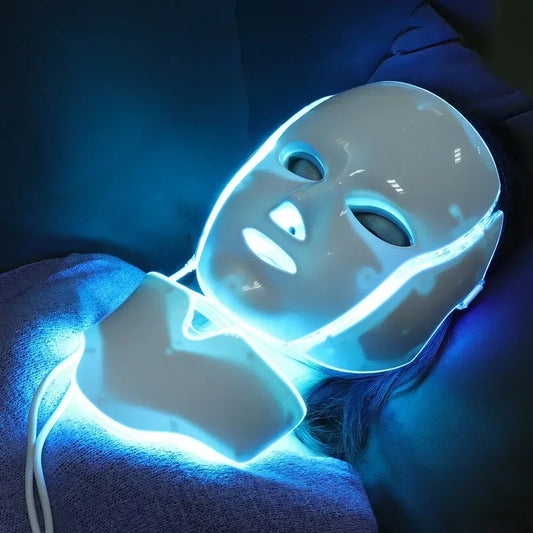 7 Colors LED Facial Mask with Neck LED Light Photon Mask Skin Rejuvenation Anti Acne Beauty Device Face Lifting Firm Massager
